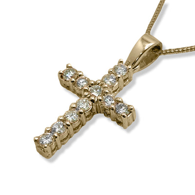 Diamond Cross Pendant with Bail - Yellow Gold