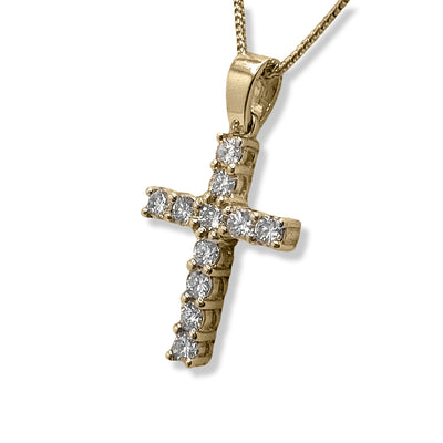 Diamond Cross Pendant with Bail - Yellow Gold