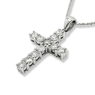 Diamond Cross Pendant with Bail - White Gold