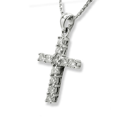 Diamond Cross Pendant with Bail - White Gold