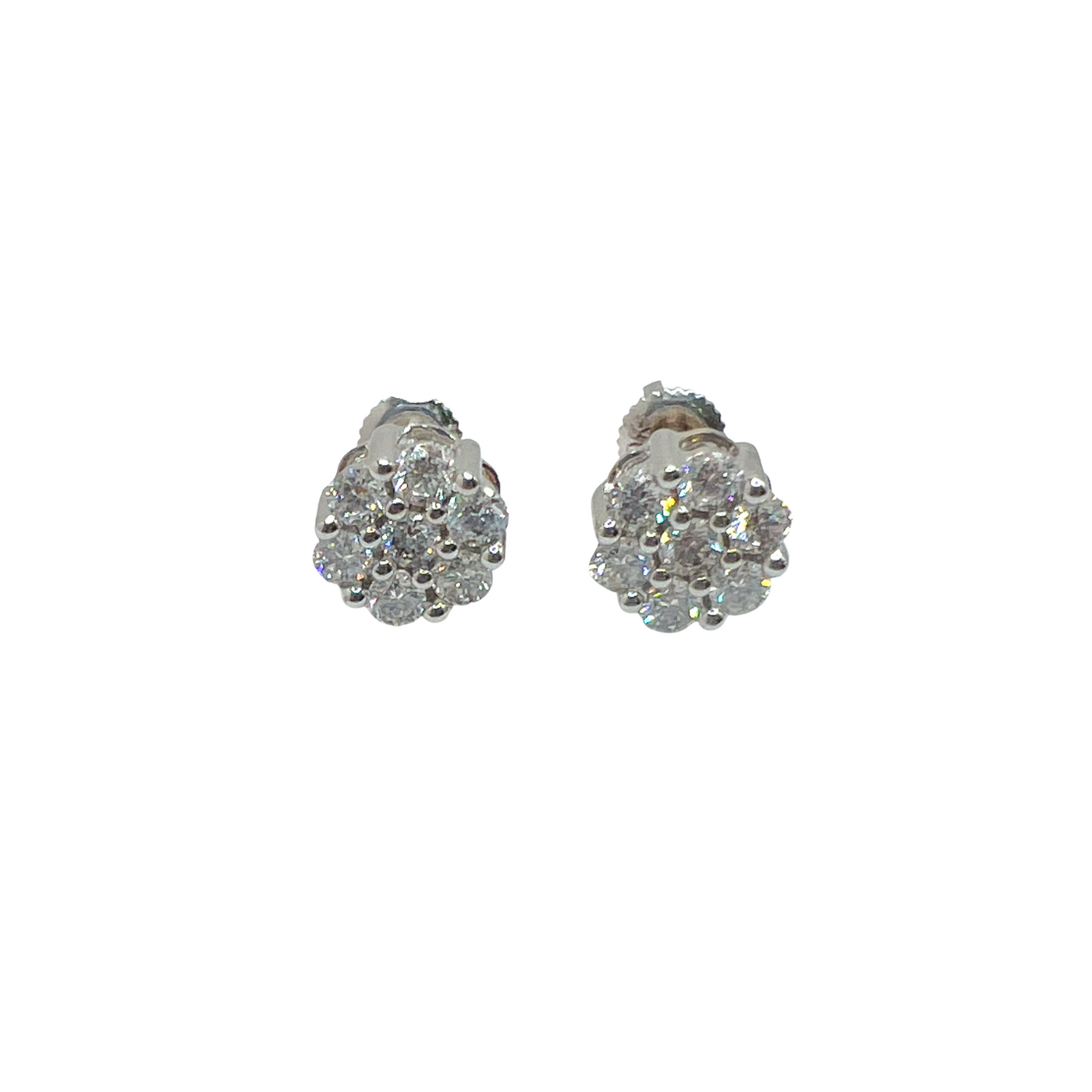 Diamond Clustered Earrings - White Gold Approx. 0.25CT