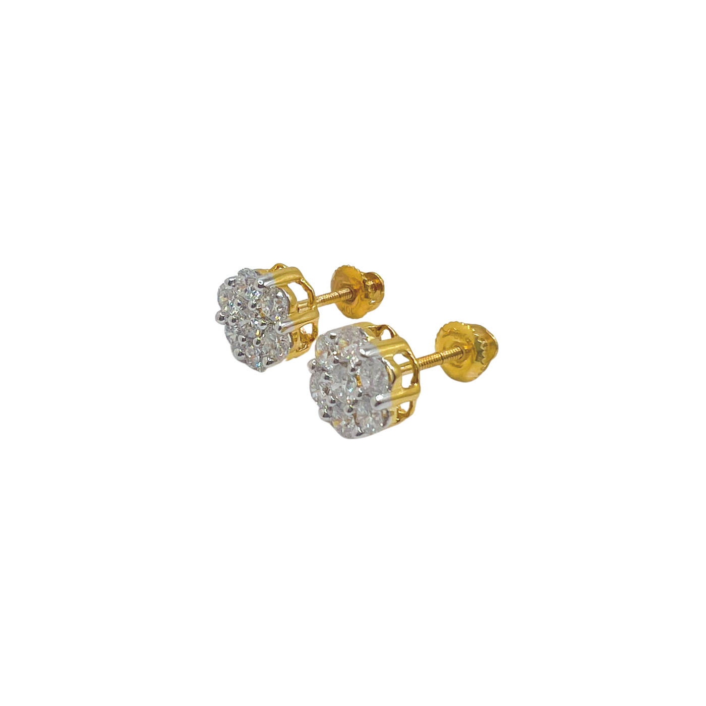 Diamond Clustered Earrings - Yellow Gold Approx. 0.25CT