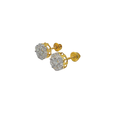 Diamond Clustered Earrings - Yellow Gold Approx. 0.57CT