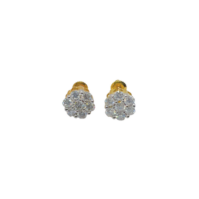 Diamond Clustered Earrings - Yellow Gold Approx. 0.25CT